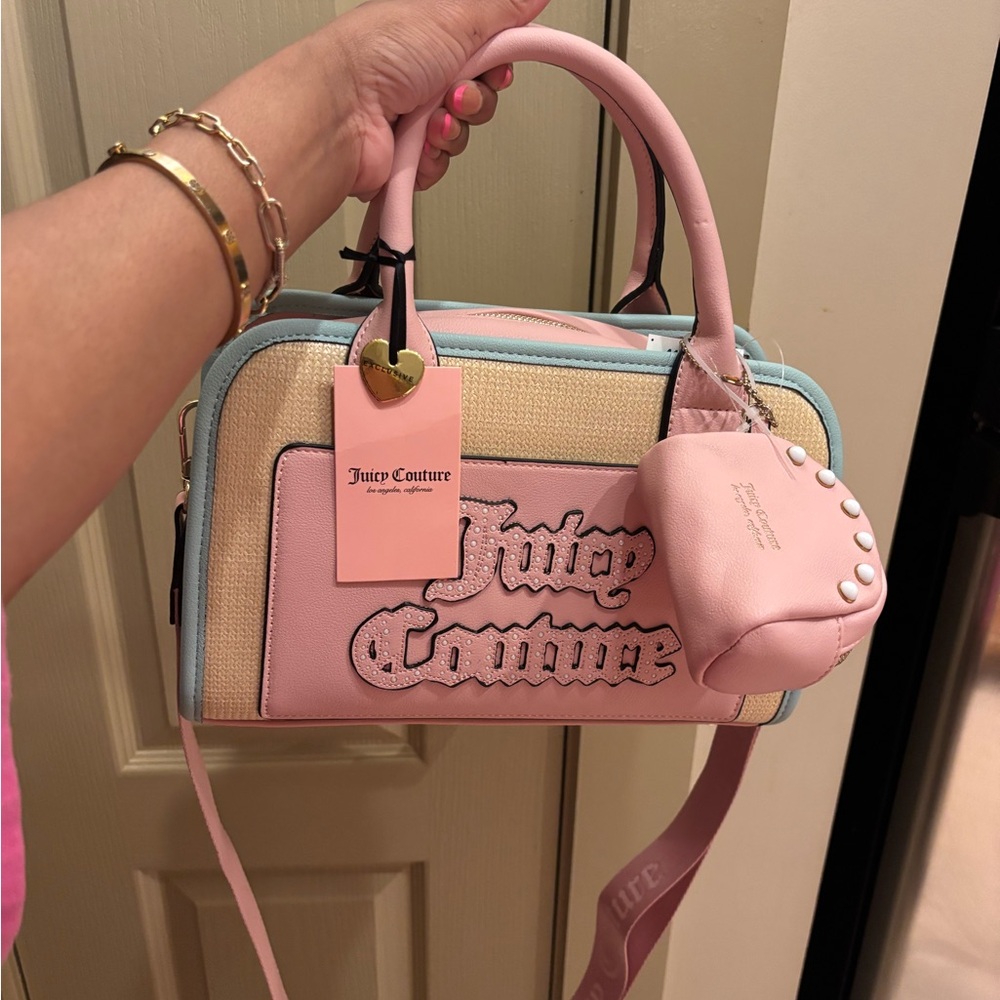 Juicy Couture Pink and Cream Satchel with Structured Design